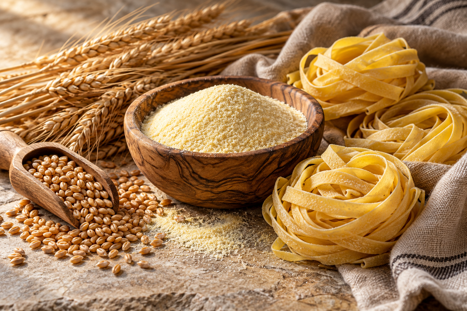 Durum buğdayı, irmik ve makarna şeritleri